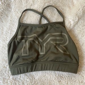 TYR high neck racer back bra Olive Sz Small GUC